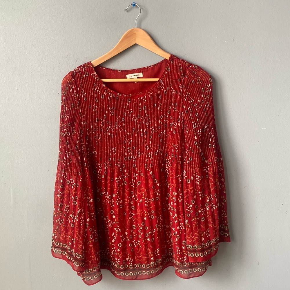 Red Floral Print Blouse